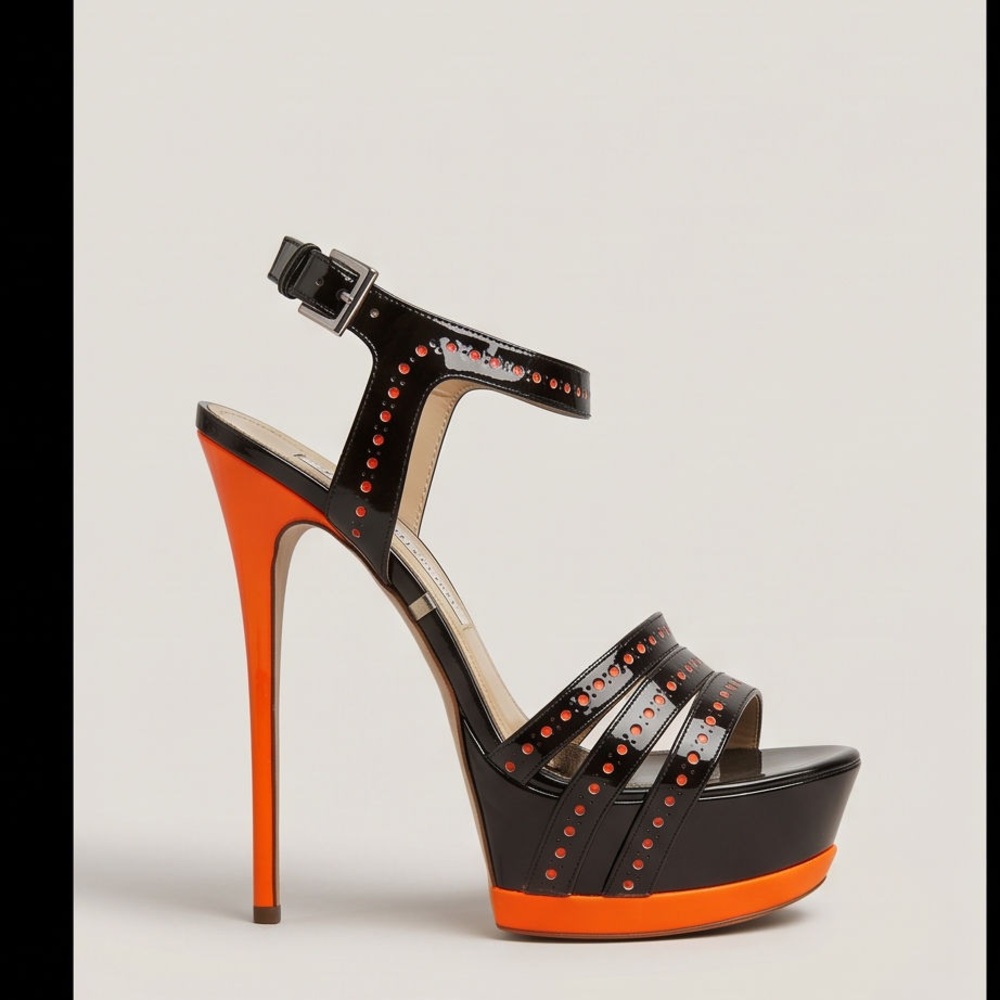 GIANMARCO LORENZI 🇮🇹 WOMEN'S BROWN LEATHER FASHION PLATFORM SANDALS
